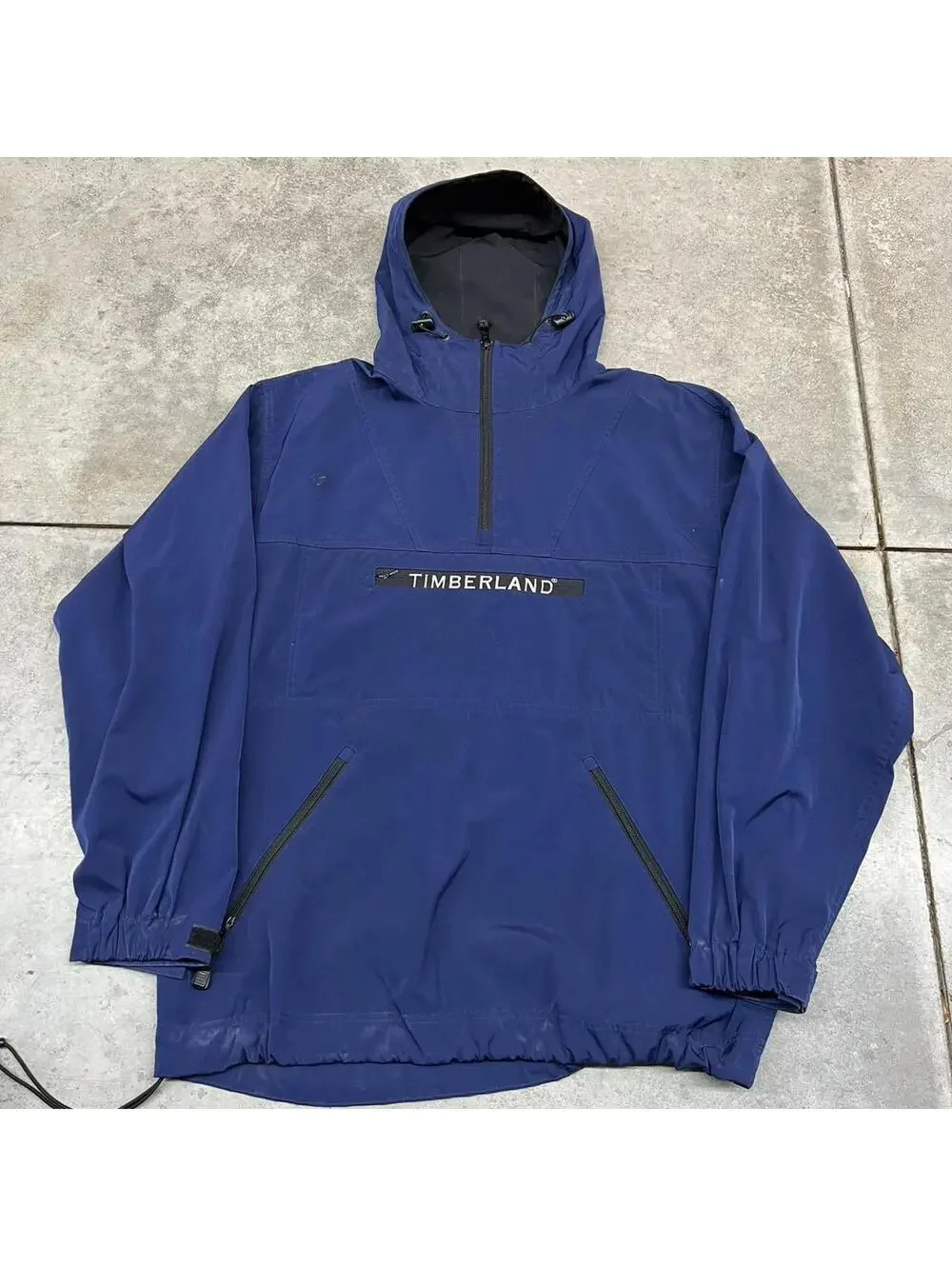 vintage timberland performance navy blue anorak jacket size medium